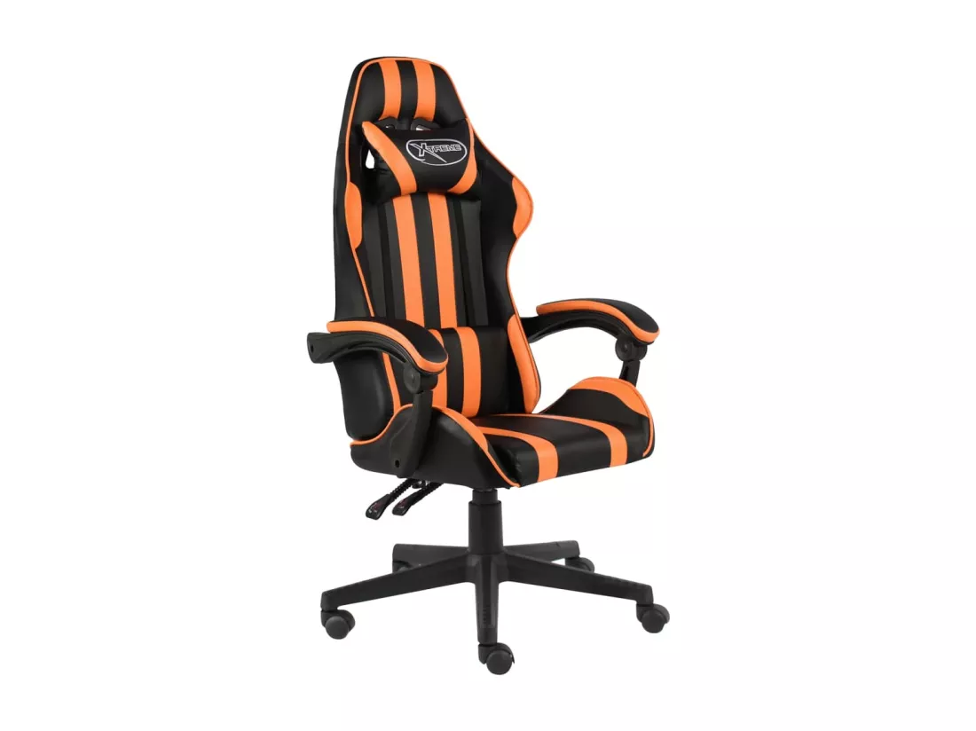 Fauteuil de jeux vidéo Noir et orange Similicuir