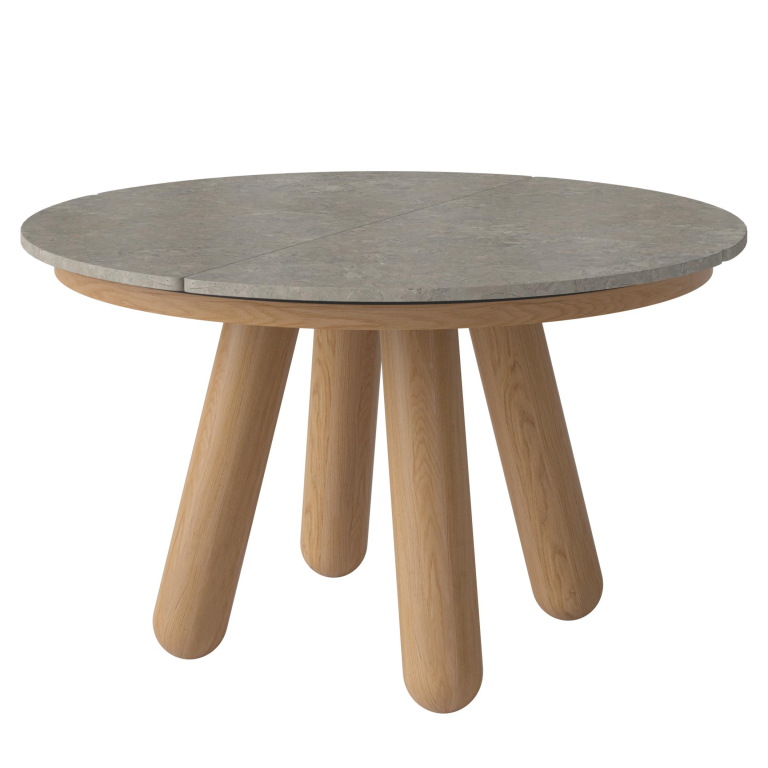 Bolia Balance eettafel Ø125 eiken Grigo Bottarga Marble