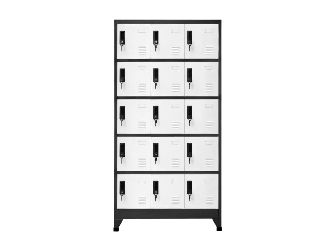 Armoire à casiers Anthracite et blanc 90x40x180 cm Acier
