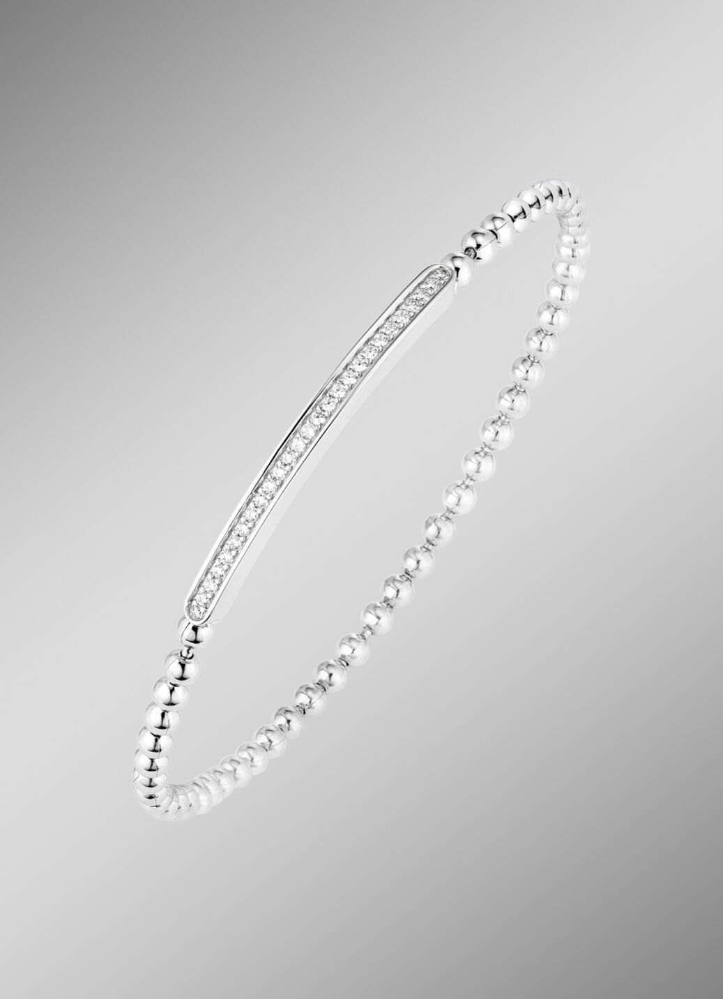 Kugelketten-Armband aus Silber 925/- fein mit synth. Zirkonia