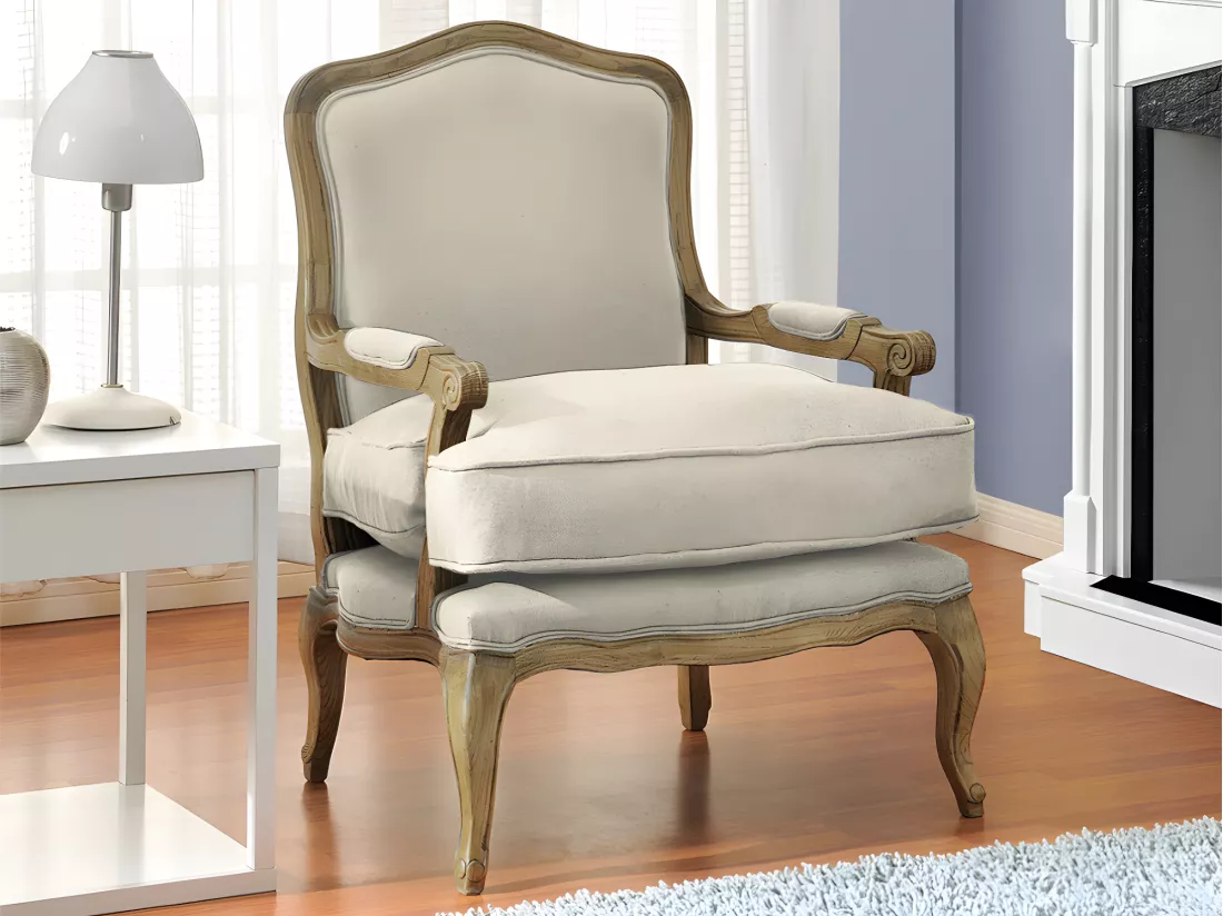 Fauteuil bergère en tissu MAHAUX - Beige