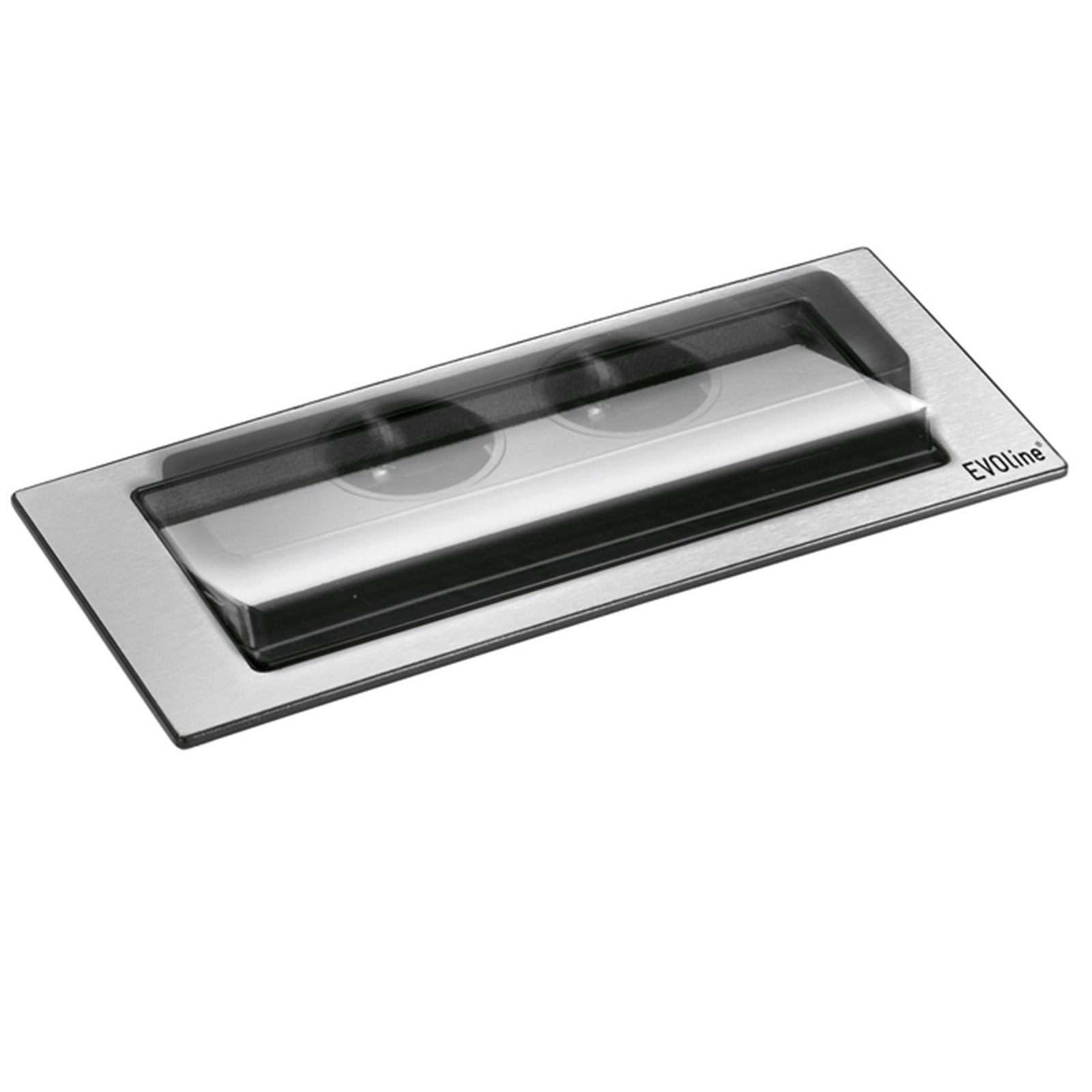 Steckdosenelement - edelstahlfarben - 2-fach