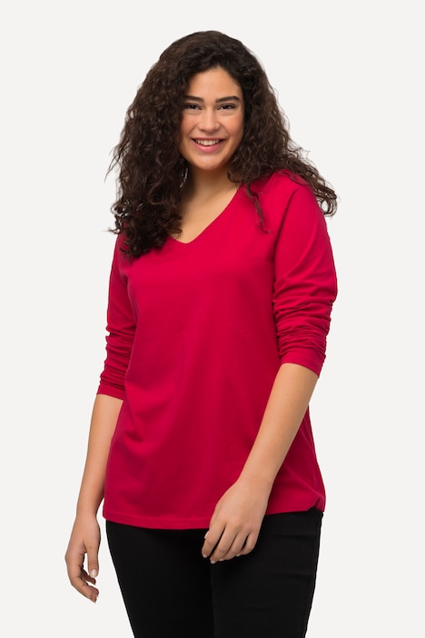 Shirt, Slim, V-Ausschnitt, Langarm