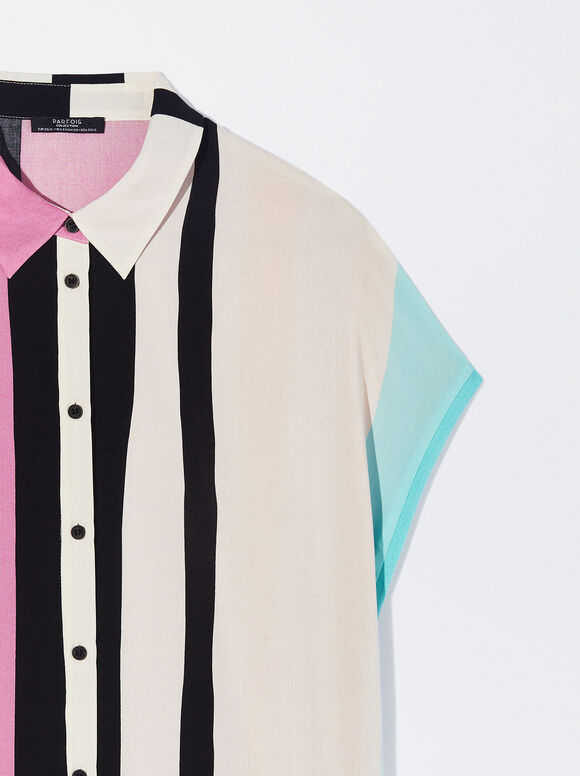 Camisa Fluida Com Raias - Multicor