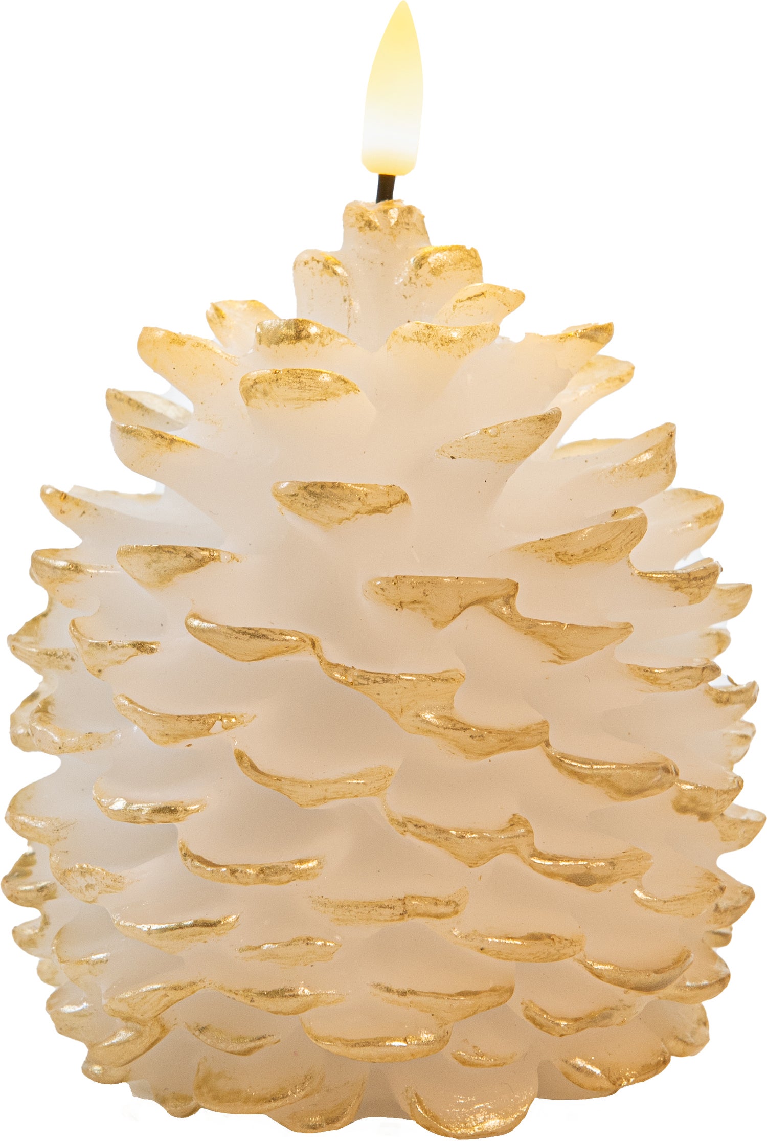 Anna's Collection LED stompkaars Podo dennenappel wit D 14 H 12,5 cm