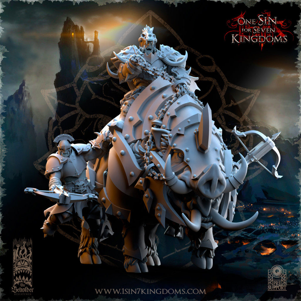 The Beholder Miniatures - Orcs - Commandant sur Sanglier Géant