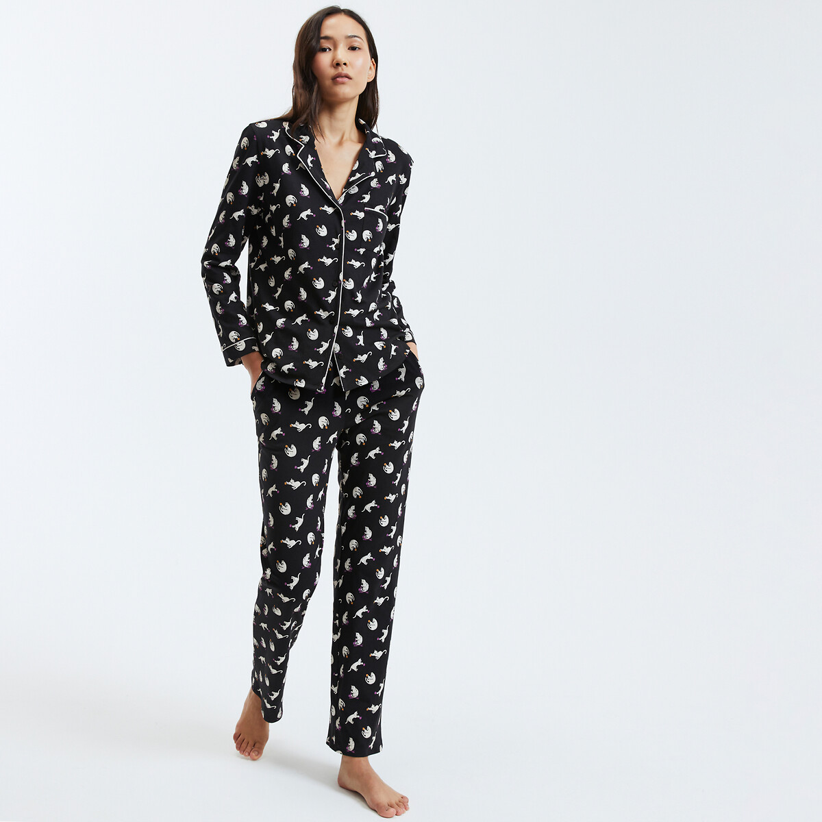 SO'HOME<br>Pijama de algodão com estampa de gato