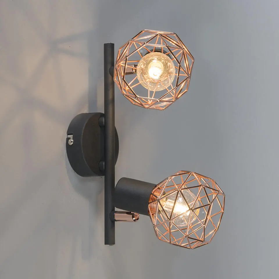 Qazqa opbouwspots mesh bruin e14