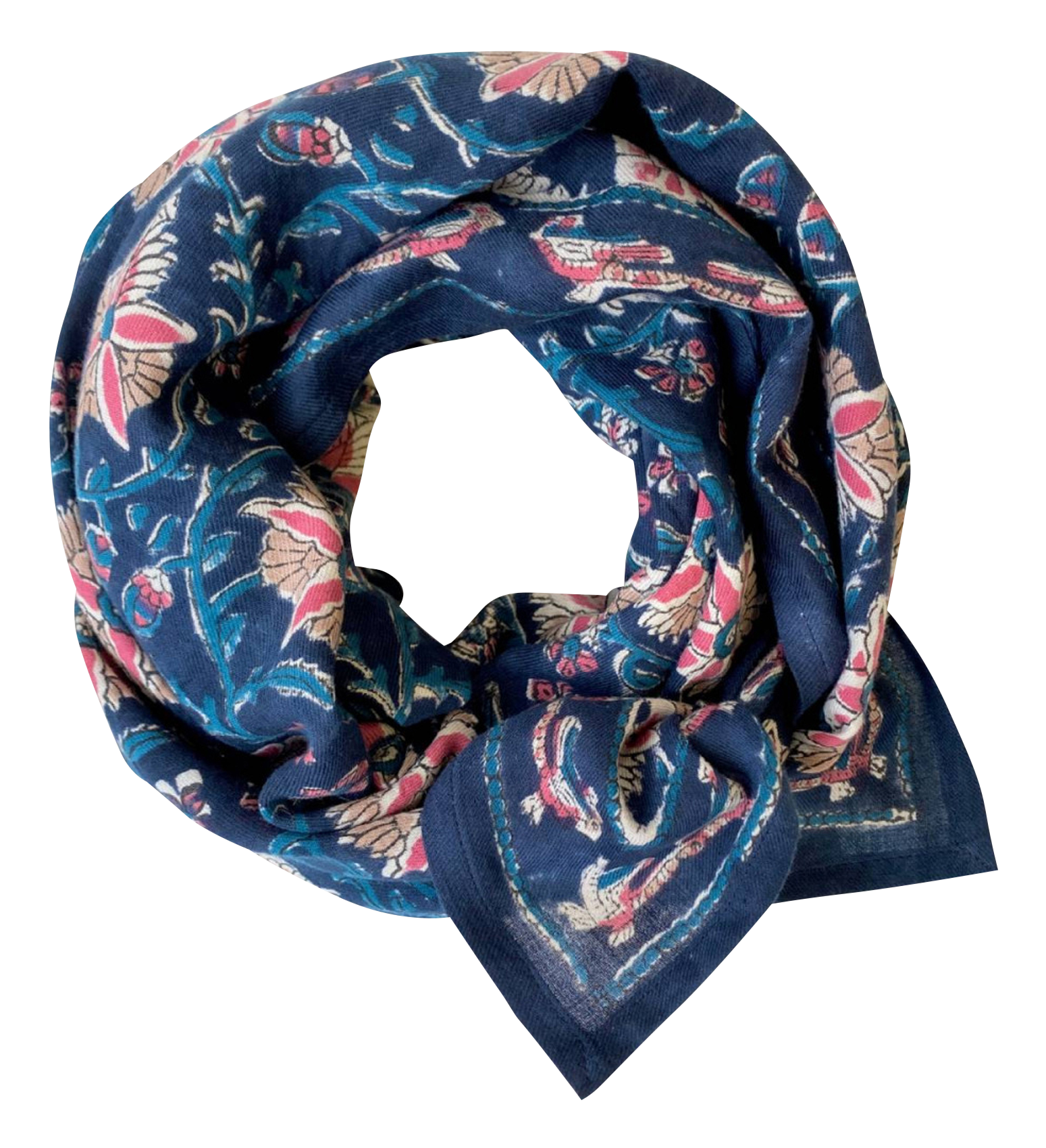 LATIKA - Foulard en coton imprimé | Bleu