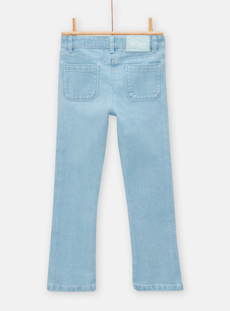 Jean denim clair taille haute flare pour fille