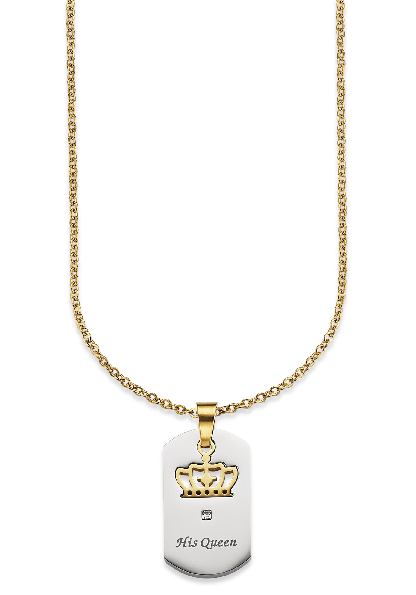 Bruno Banani Kette mit Anhänger »Schmuck Geschenk Halskette Ankerkette, Krone feste Gravur 