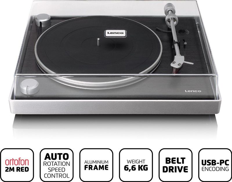 Lenco - L-455BK - Platenspeler - Zwart - Met Zichtbare Riemaandrijving