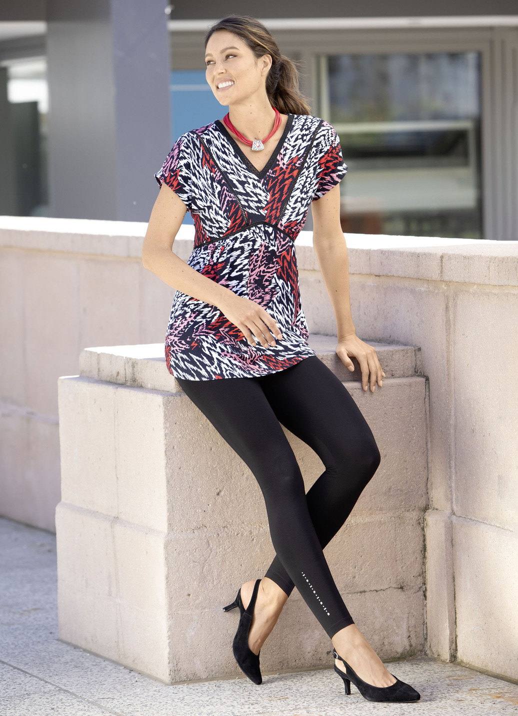 Leggings mit edel glänzendem Ziermotiv