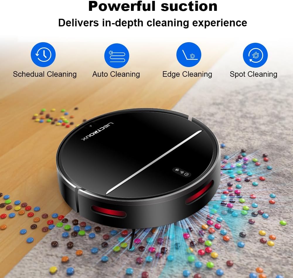 Liectroux M7S Pro - 4000Pa - Saugroboter mit Wischfunktion - Schlank - Saugroboter - Intelligente Navigation - Funktioniert mit App und Alexa und Google Home - Schwarz