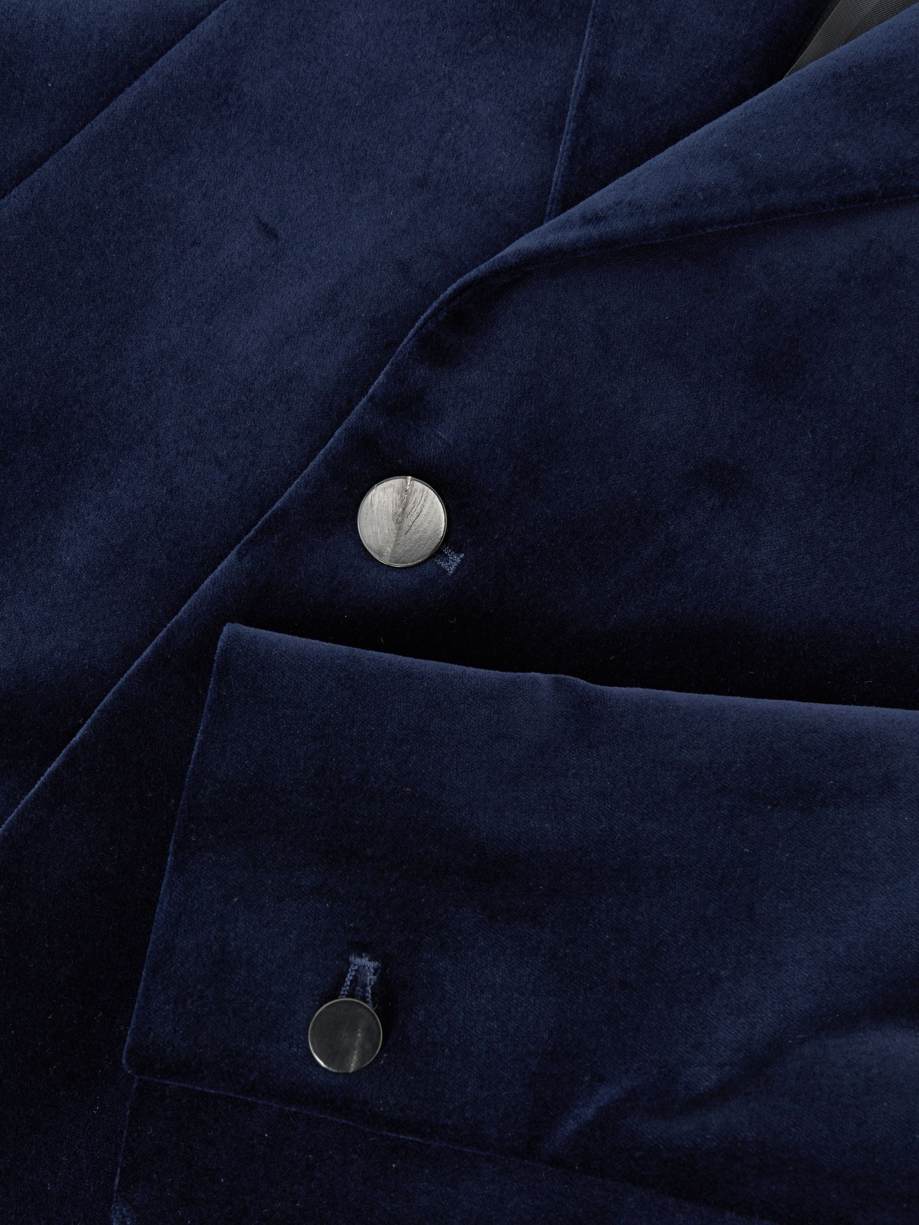 Helderblauw - Reiss Apsara Tailored Single-Breasted Velvet Blazer Slim-Fit