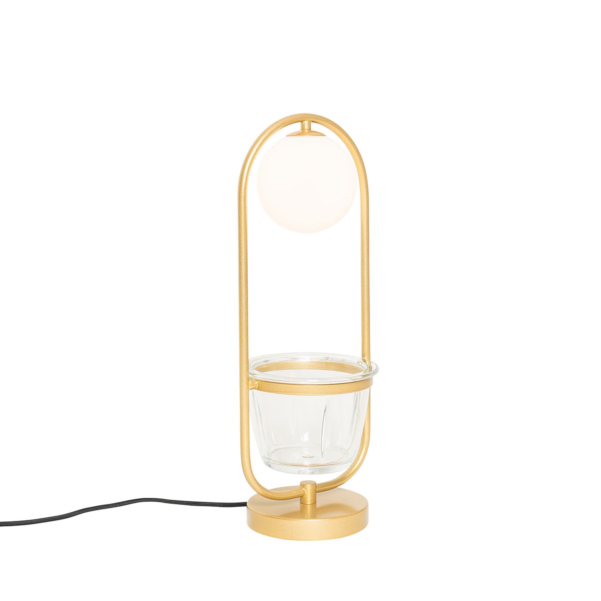Art deco tafellamp goud met wit glas - Isabella