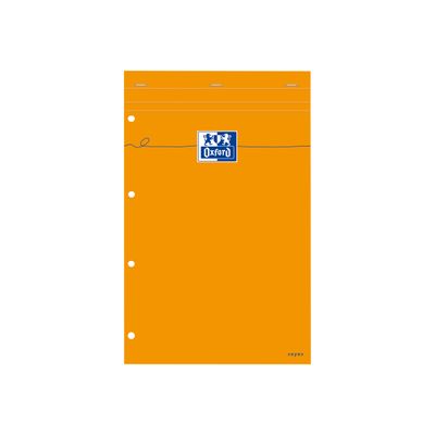Oxford - Bloc notes - A4 + - 160 pages - grands carreaux - perforé - orange