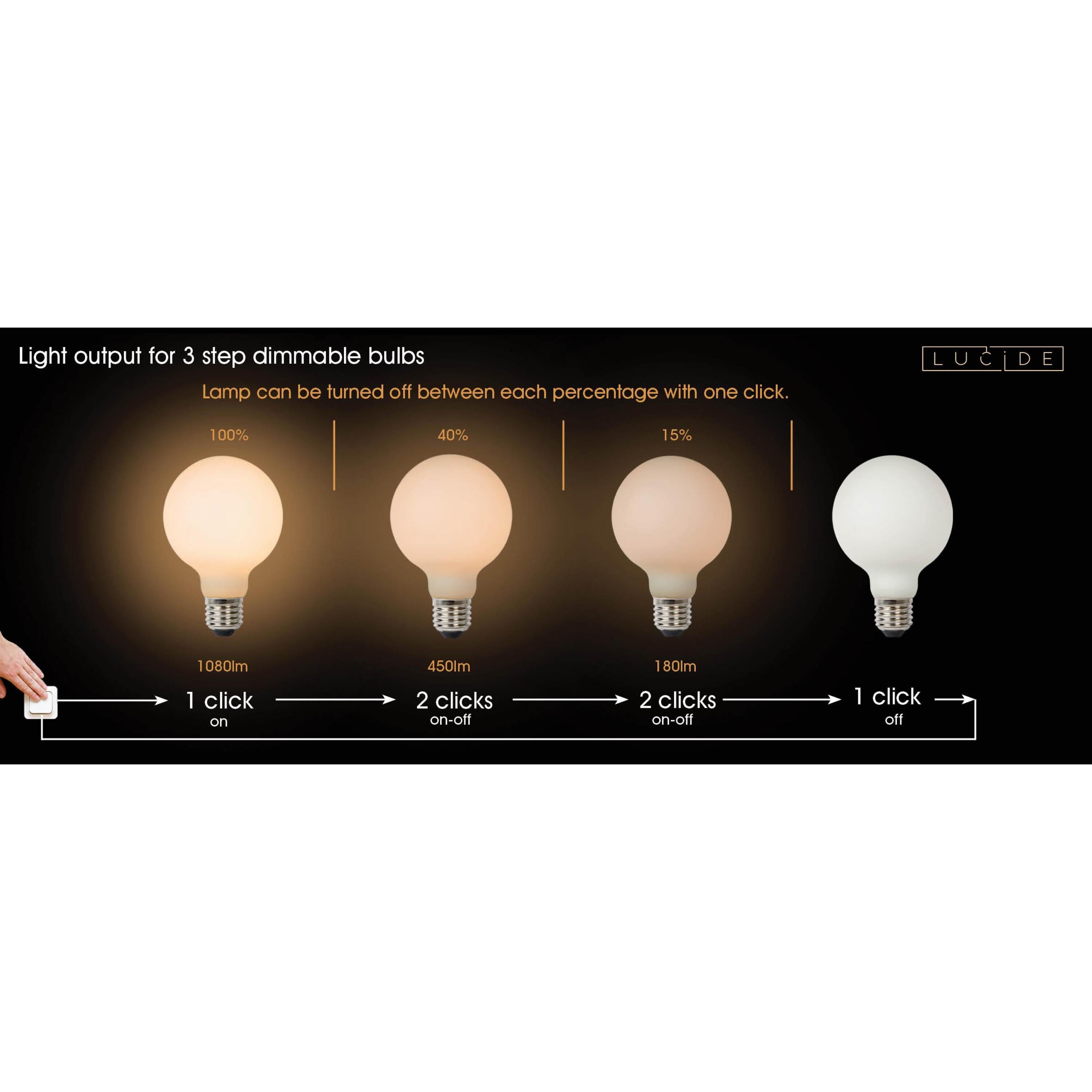 G80 LED lichtbron E27 8W 2700K opaal dimbaar 3-step