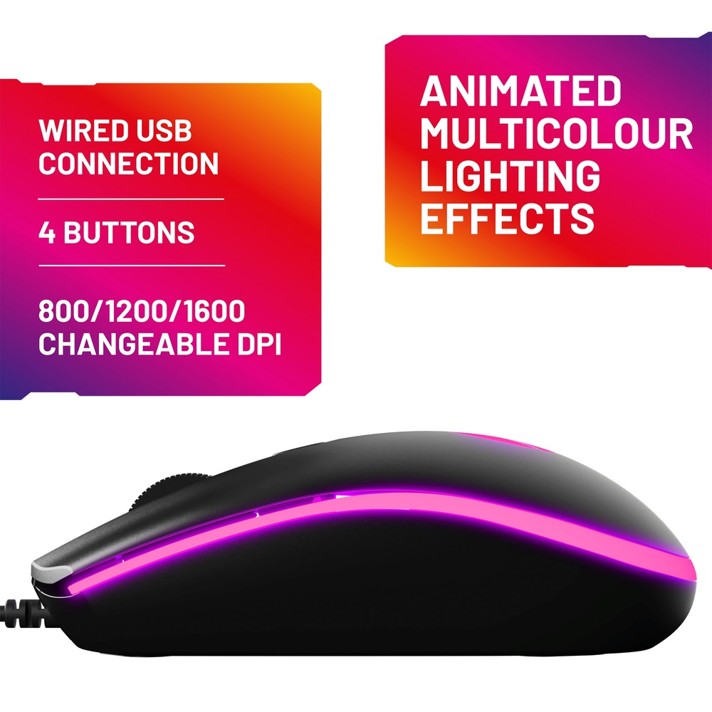Stealth 4-in-1 Gaming-Bundle mit Beleuchtung – Tastatur, Maus, Mauspad, C6-100 LED-Gaming-Headset