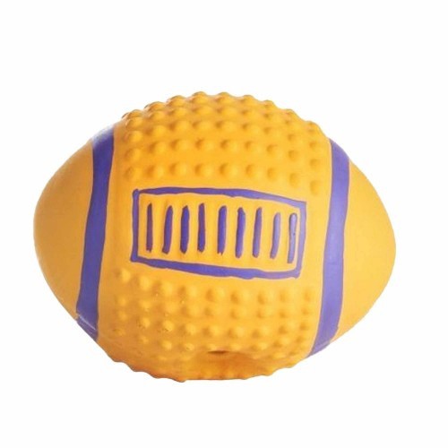Bola de futebol americano de brinquedo com som para cães, amarela/azul