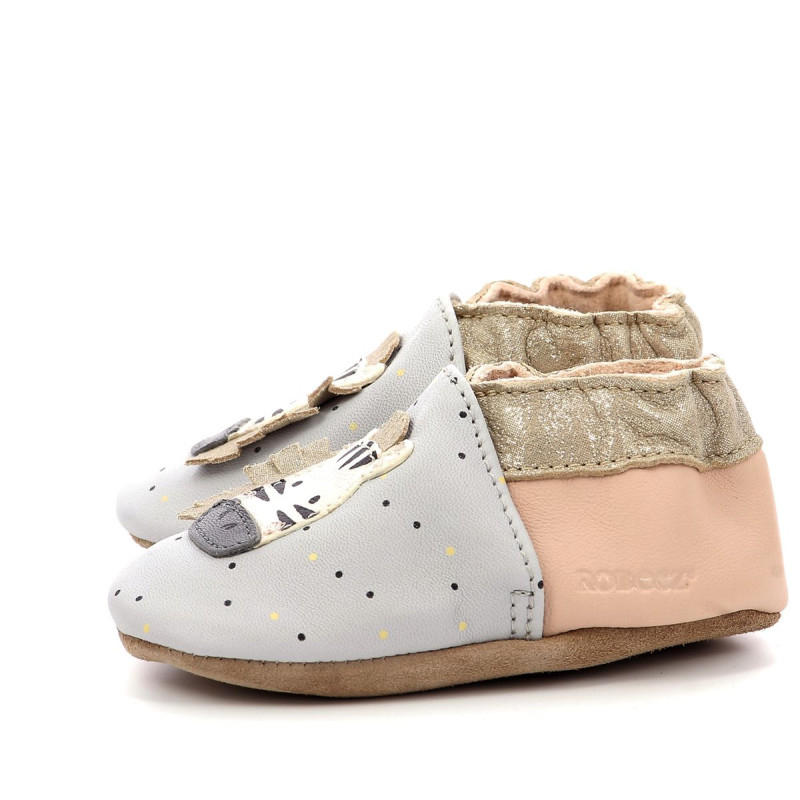 Robeez Robeez Chaussons Cute Zebra Gris Rose