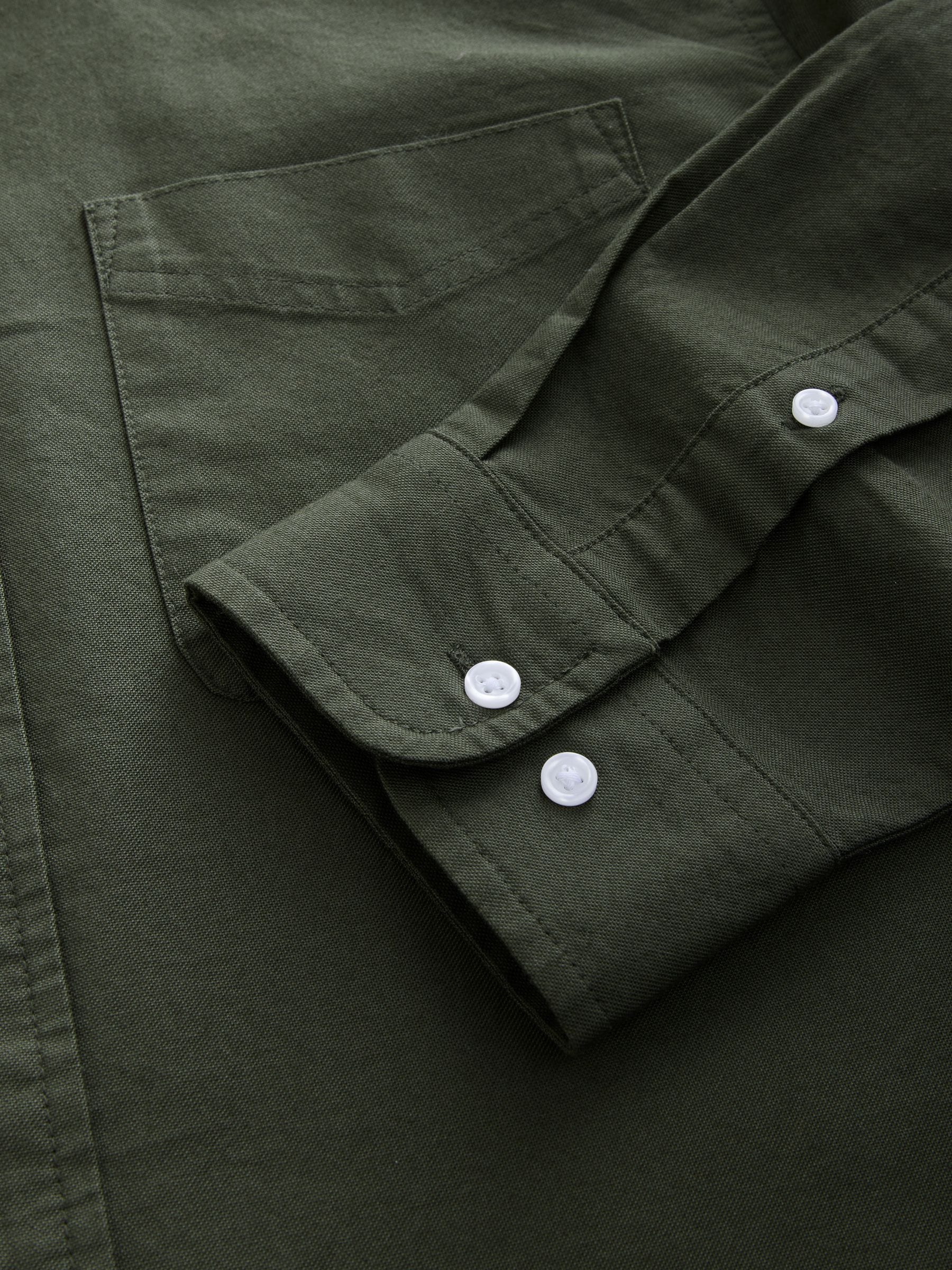 Donkergroen - Slim Fit - Oxford-hemd met lange mouwen