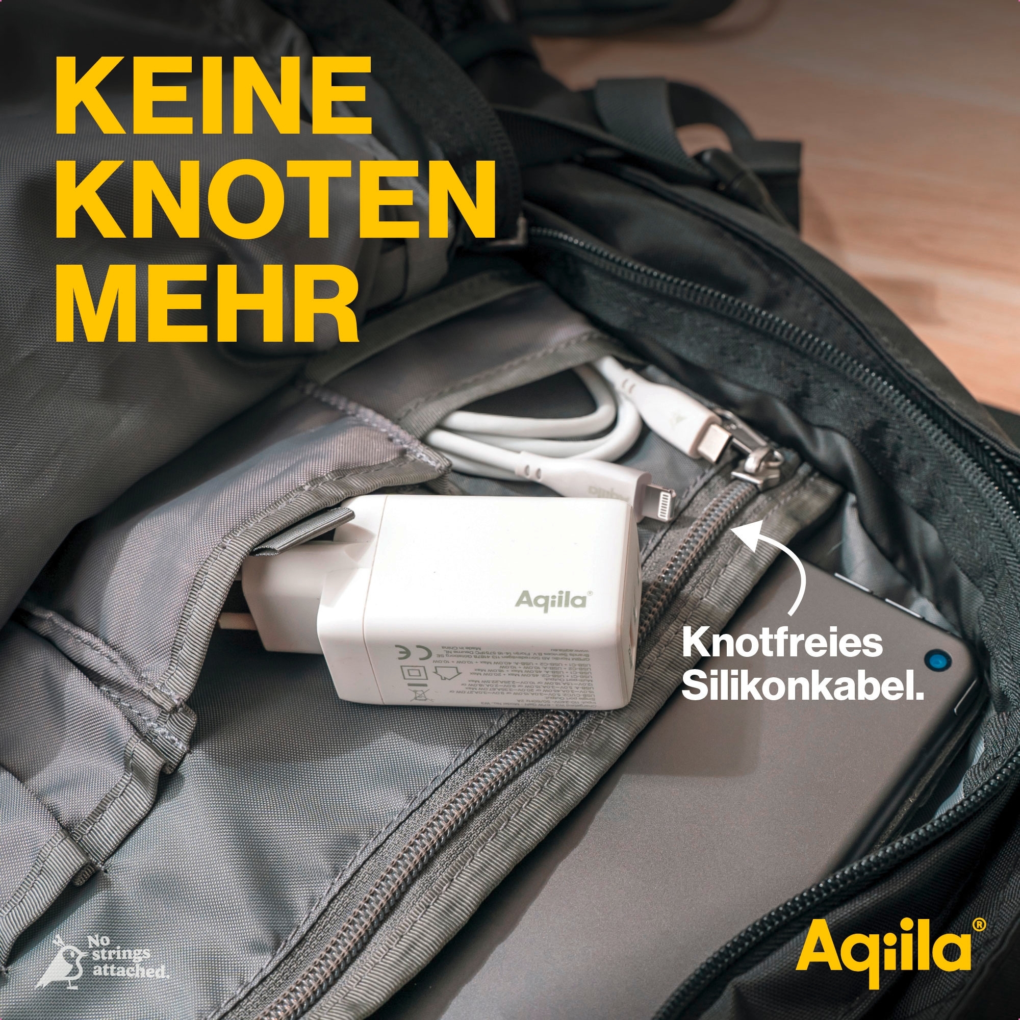 Aqiila Cablebird CS22 Lade/ Sync Kabel USB C zu Lightning 30 W 2 Meter weiß