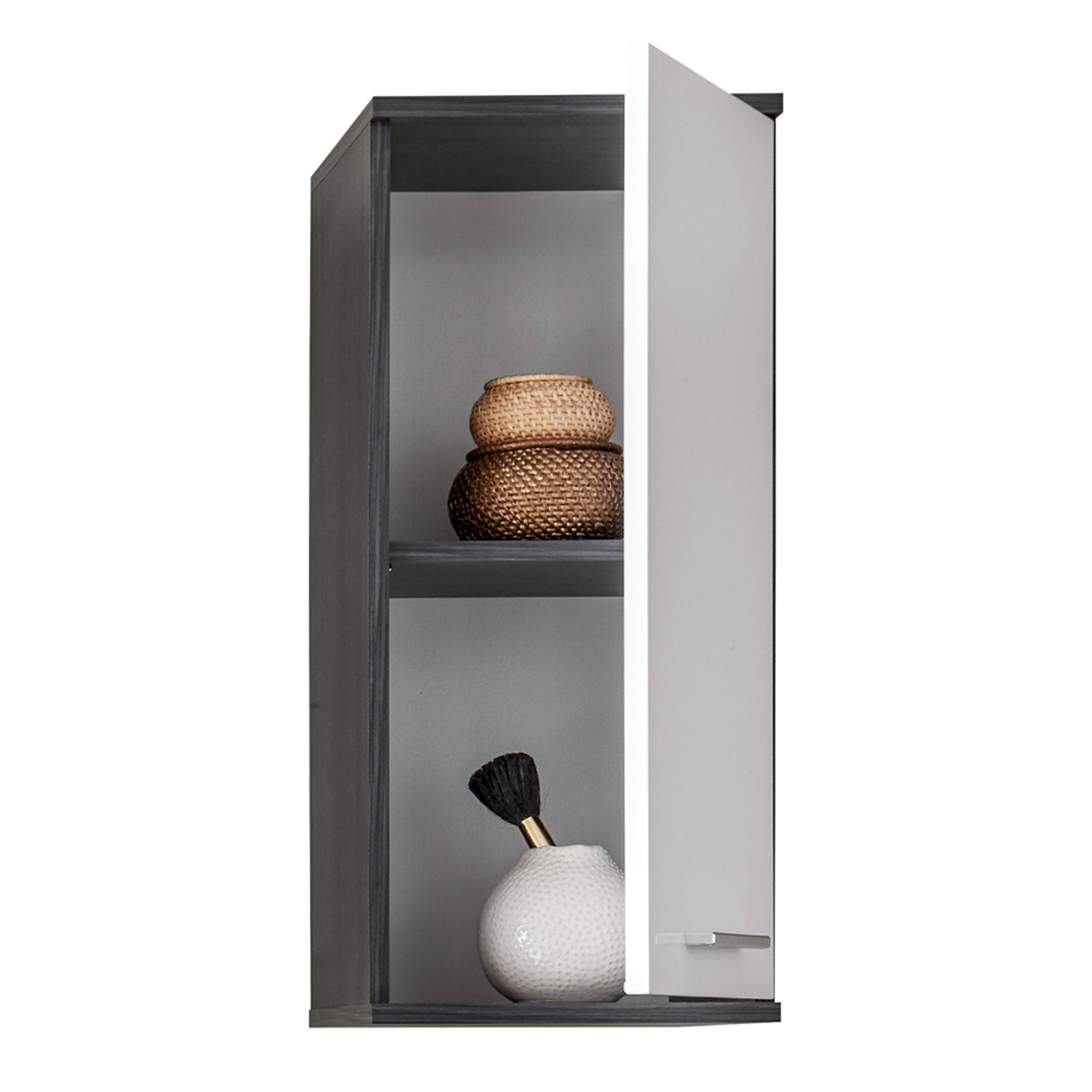 Hängeschrank - grau-weiß - 30 cm breit