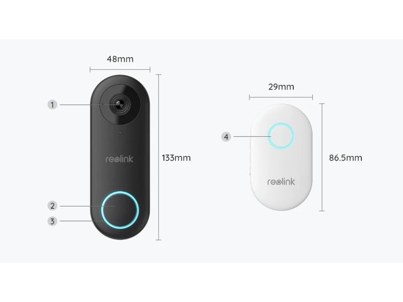 Reolink IP Türstation D340W 2K Smarte 2K  WiFi kabelgebundene Video-Türklingel mit Chime