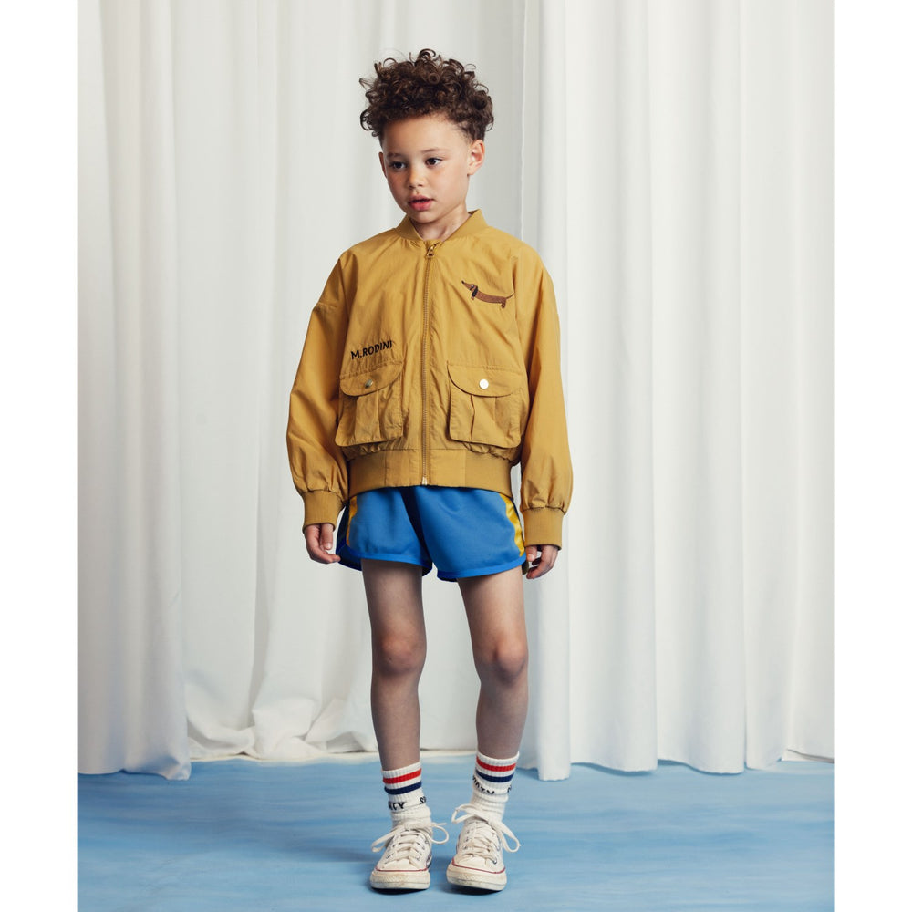 Køb Mini Rodini Beige Dog Nylon Baseball Jakke Embroidery