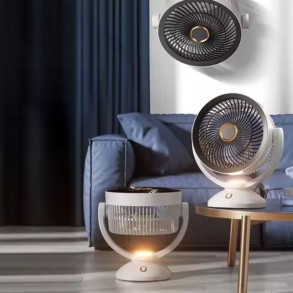 (29x25cm) USB Bodenventilator Tragbarer Desktop Ventilator Schreibtisch Lüfter mit 4 Geschwindigkeits Stufen – Weiss / Schwarz