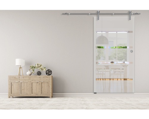Pertura glazen schuifdeurvleugel Runa 4-streeps design 2043 x 920 x 8 mm links voor Tildra beslag