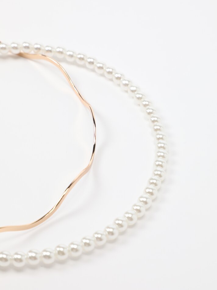 Conjunto com 2 faixas de cabelo combinando - Douradas