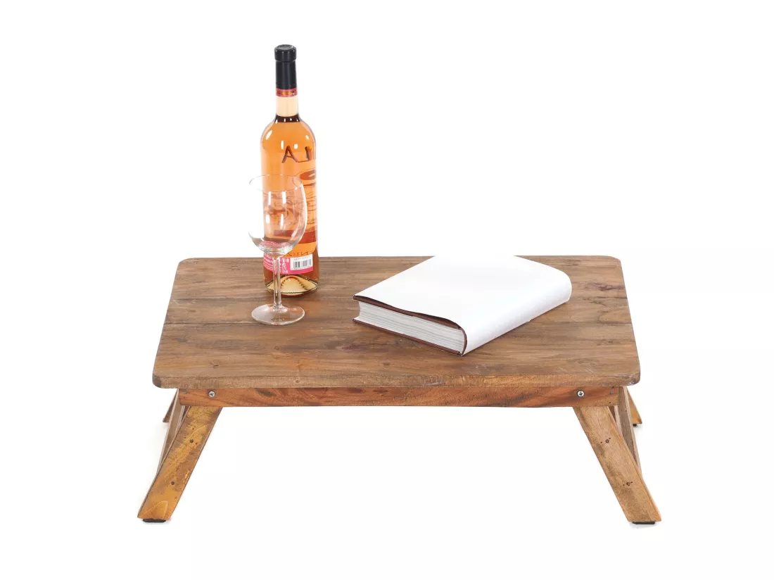 TABLETTE-TABLE PLIEZ 60x40 cm, bois massif en acajou, avec des pieds pliants 01 natur-vintage