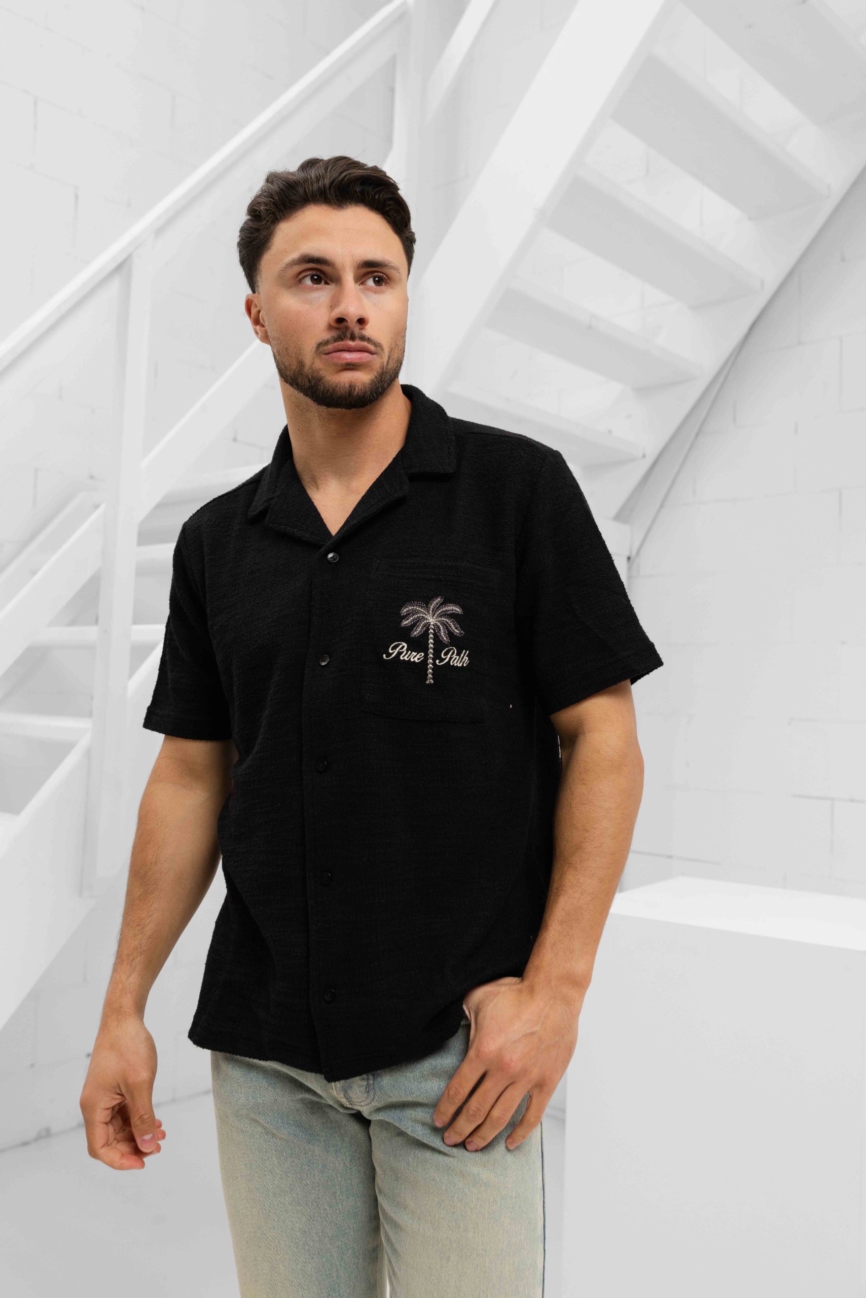 Pure Path Boucle Palm Shirt Heren Zwart