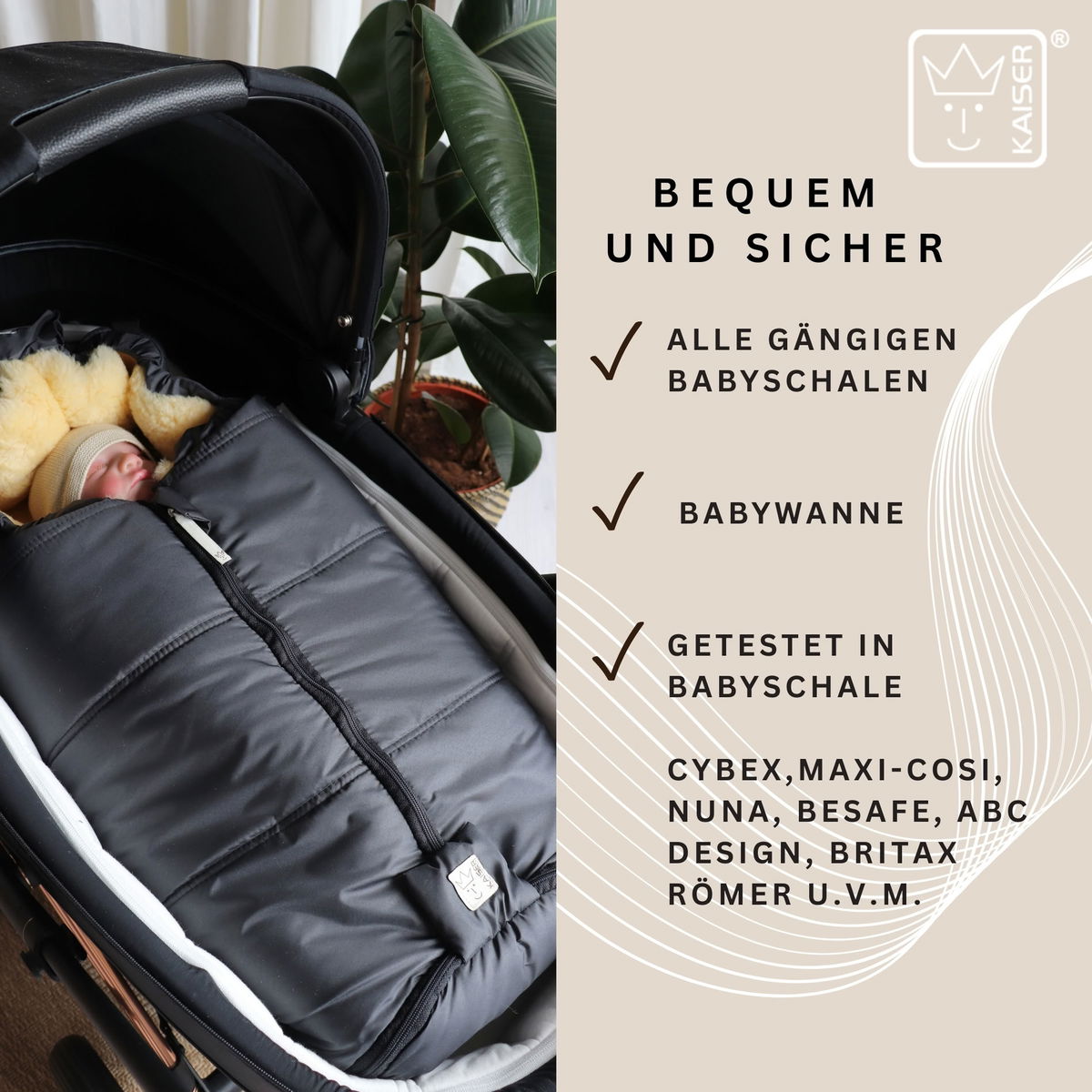 KaiserKaiser   NAADJA Lammfell Babyschalen Fusssack anthracite