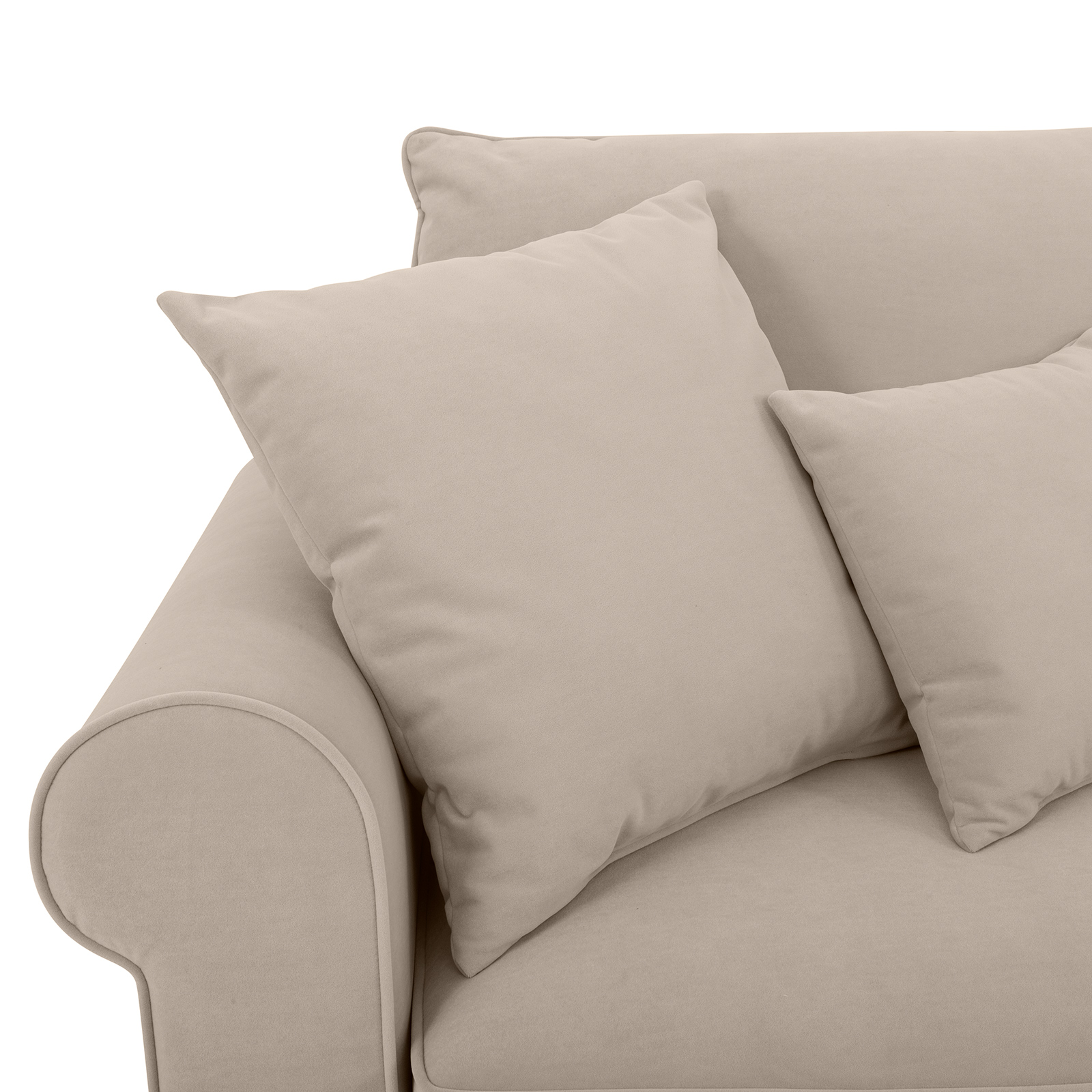Ecksofa - beige - Velvet - Liegefunktion und 2 Staukästen