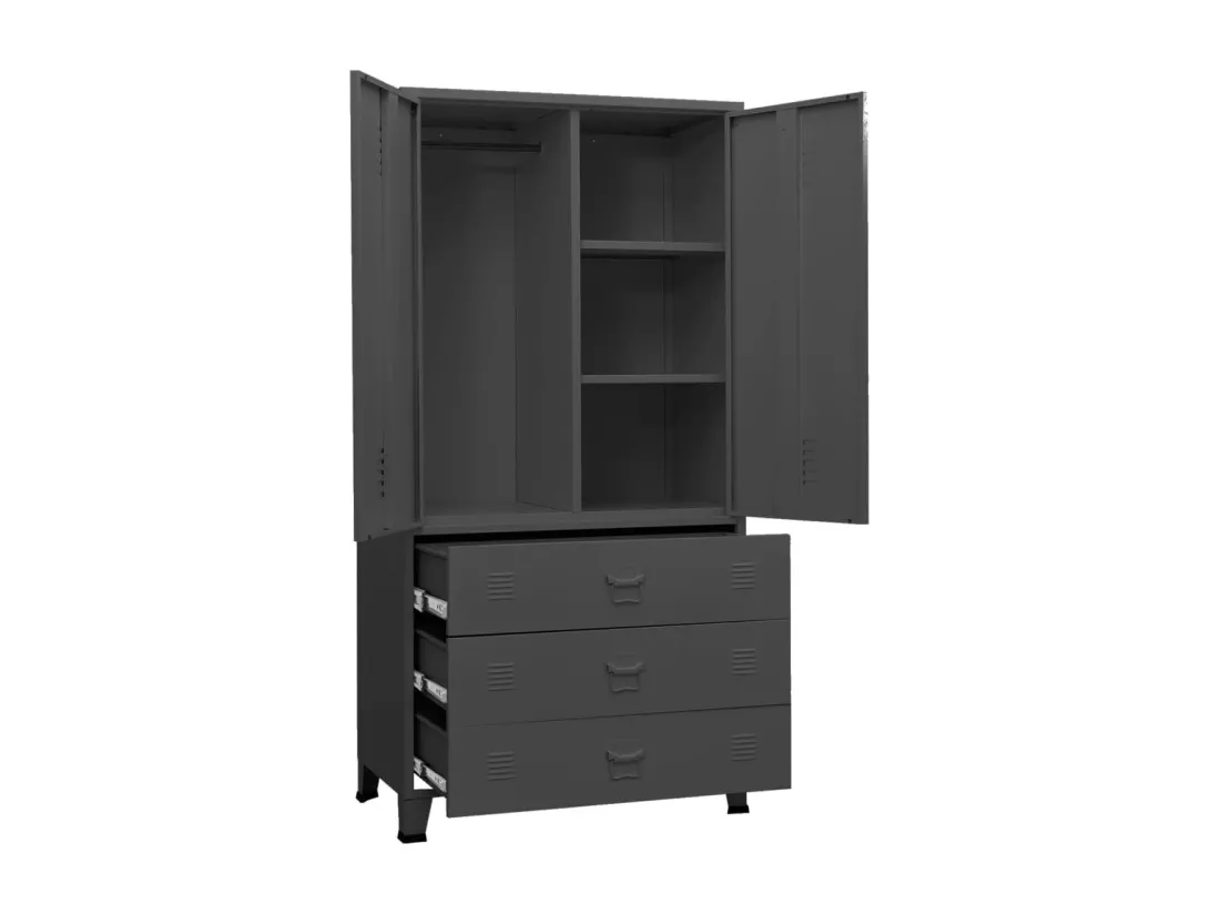 Garde-robe industrielle Anthracite 90x50x180 cm Métal