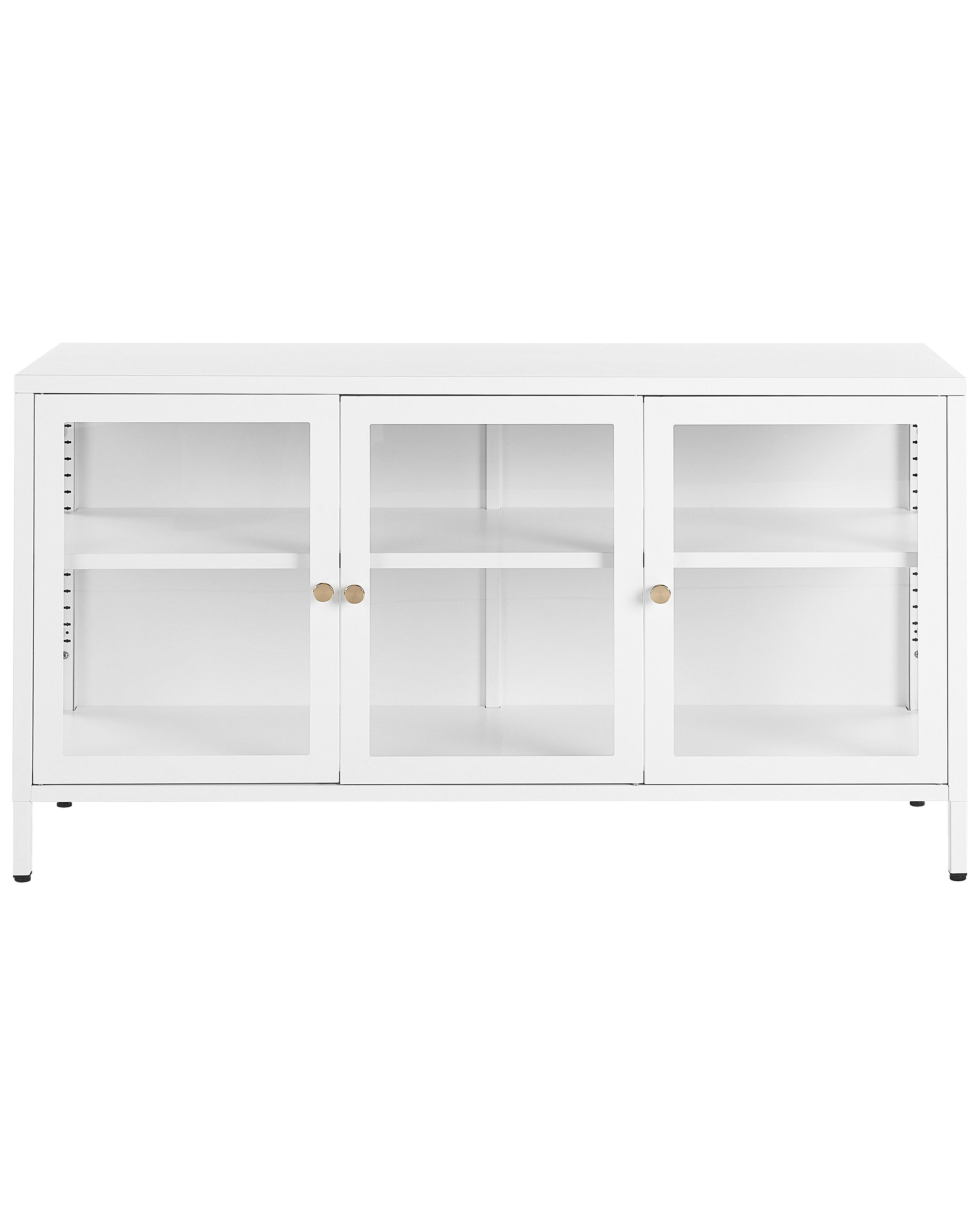 Dressoir met glazen deuren NEWPORT Metaal 115 cm Wit