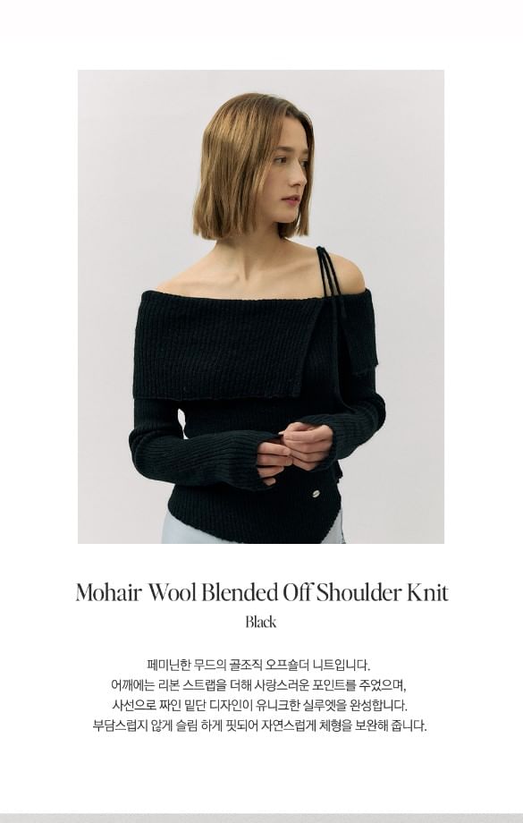 rolarola - Off-Shoulder Rib-Knit Top (Zwart)