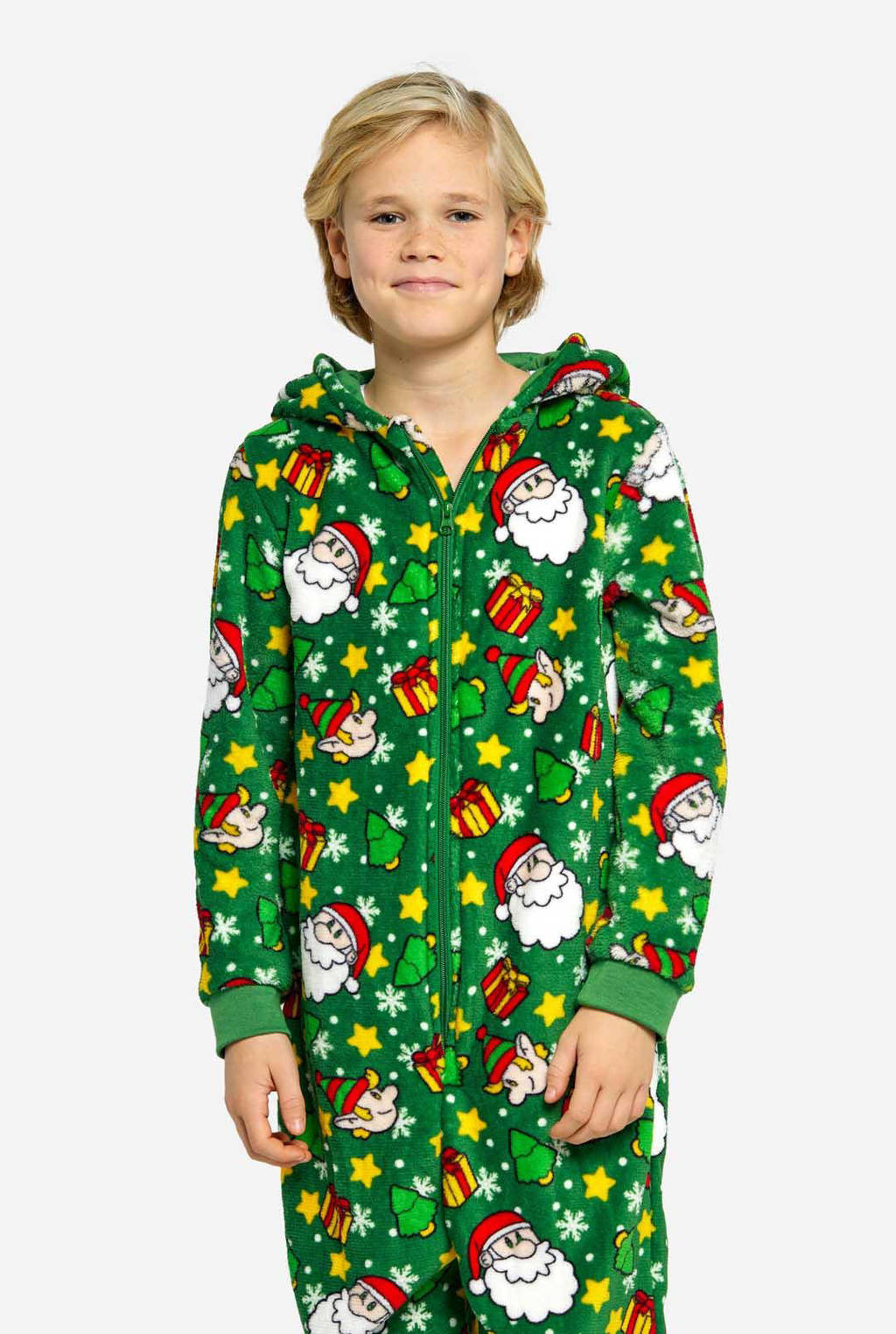 Suitmeister onesie Santa Elves met all over print groen