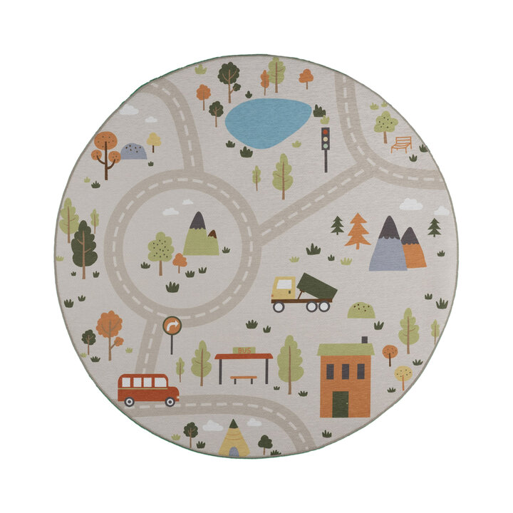 Rond speelkleed auto - Rocky Ride Grijs | Wasbaar