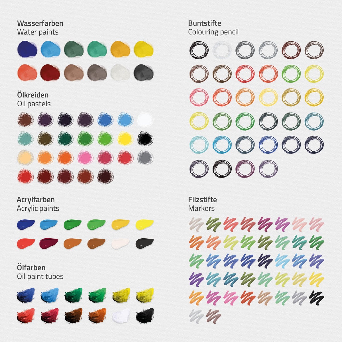 ECD Germany 174-delige schilderset met houten koffer, schilderkoffer voor kinderen en volwassenen, verfdoos, kunst- en tekenset met schildermaterialen, acrylverf, aquarelverf, olieverf, pastelverf, potloden, penselen en accessoires