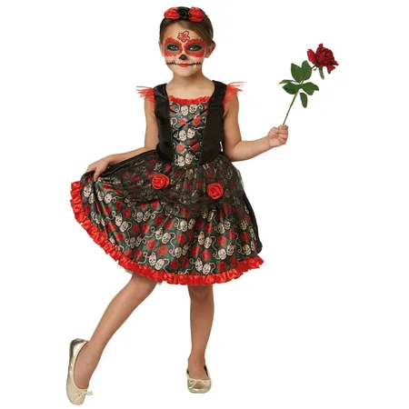Rubies Kinderkostüm Red Rose Day of the Dead, Größe M