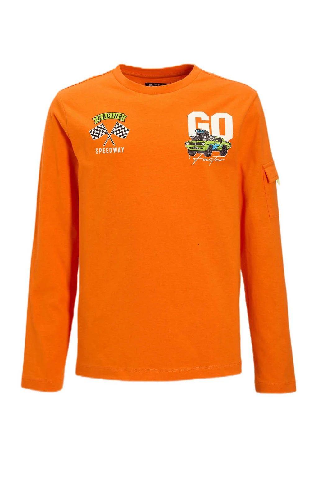 Orange Stars Longsleeve met borstzakje en printopdruk oranje