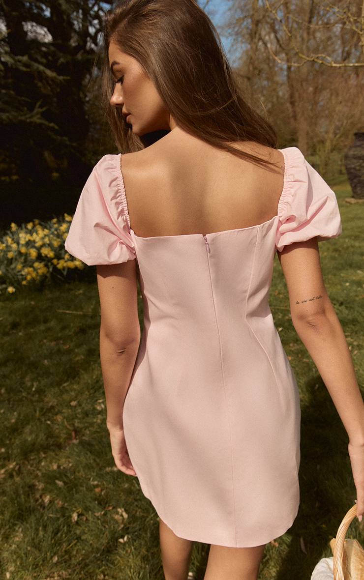Rose Bébé Robe Mini Trapèze En Coton Avec Détail Nœud