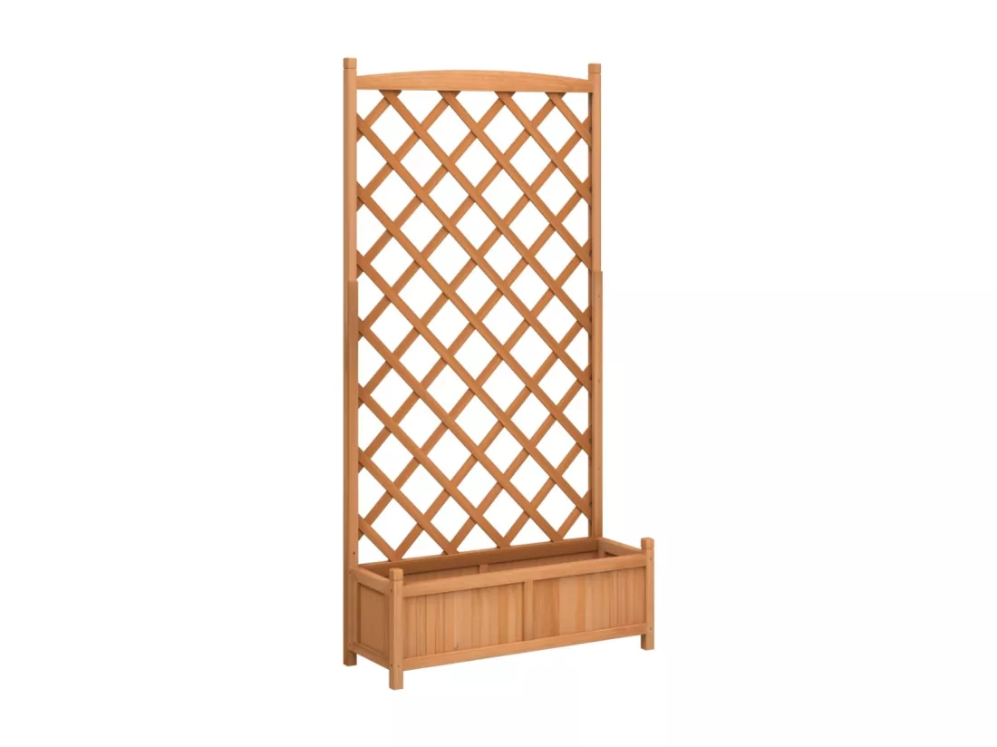Jardinière bac lit surélevé bois marron 90 x 35 x 180 cm 02_0038328