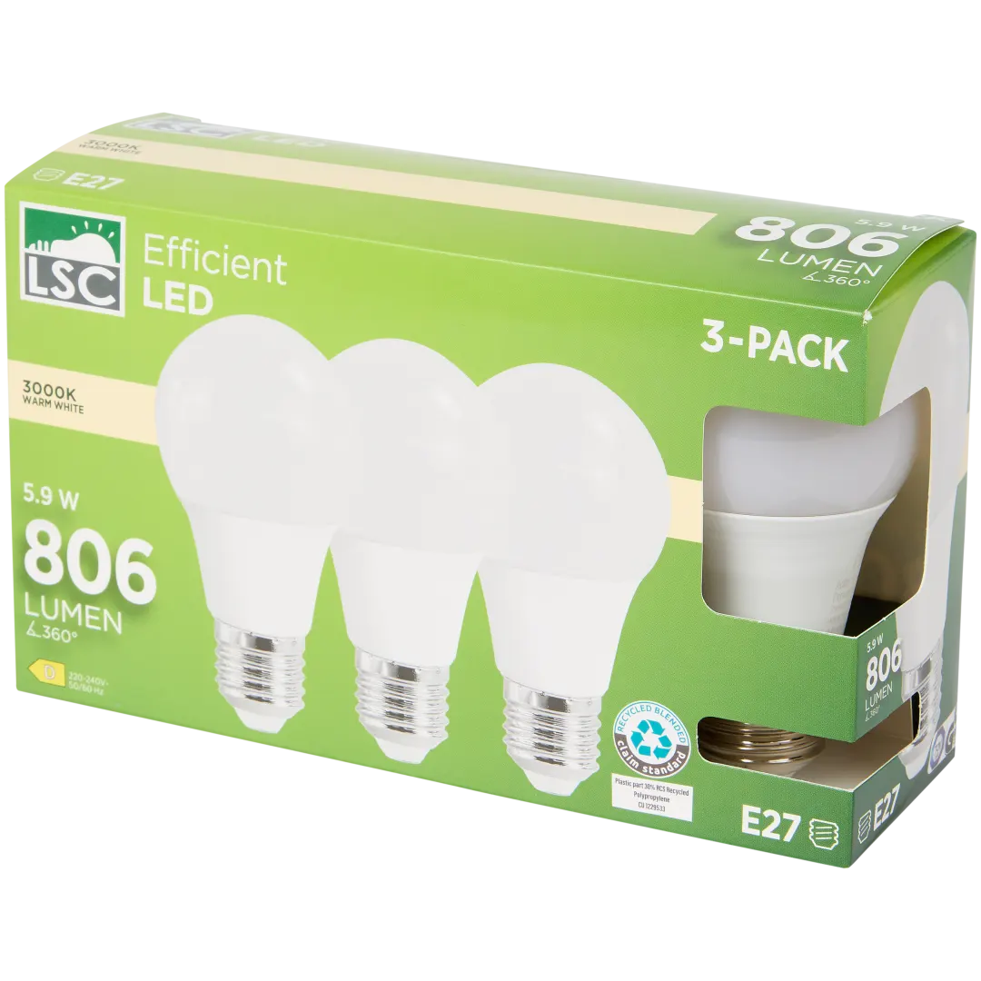LSC ledlampen 3 stuks | 5,9 watt | 806 lumen