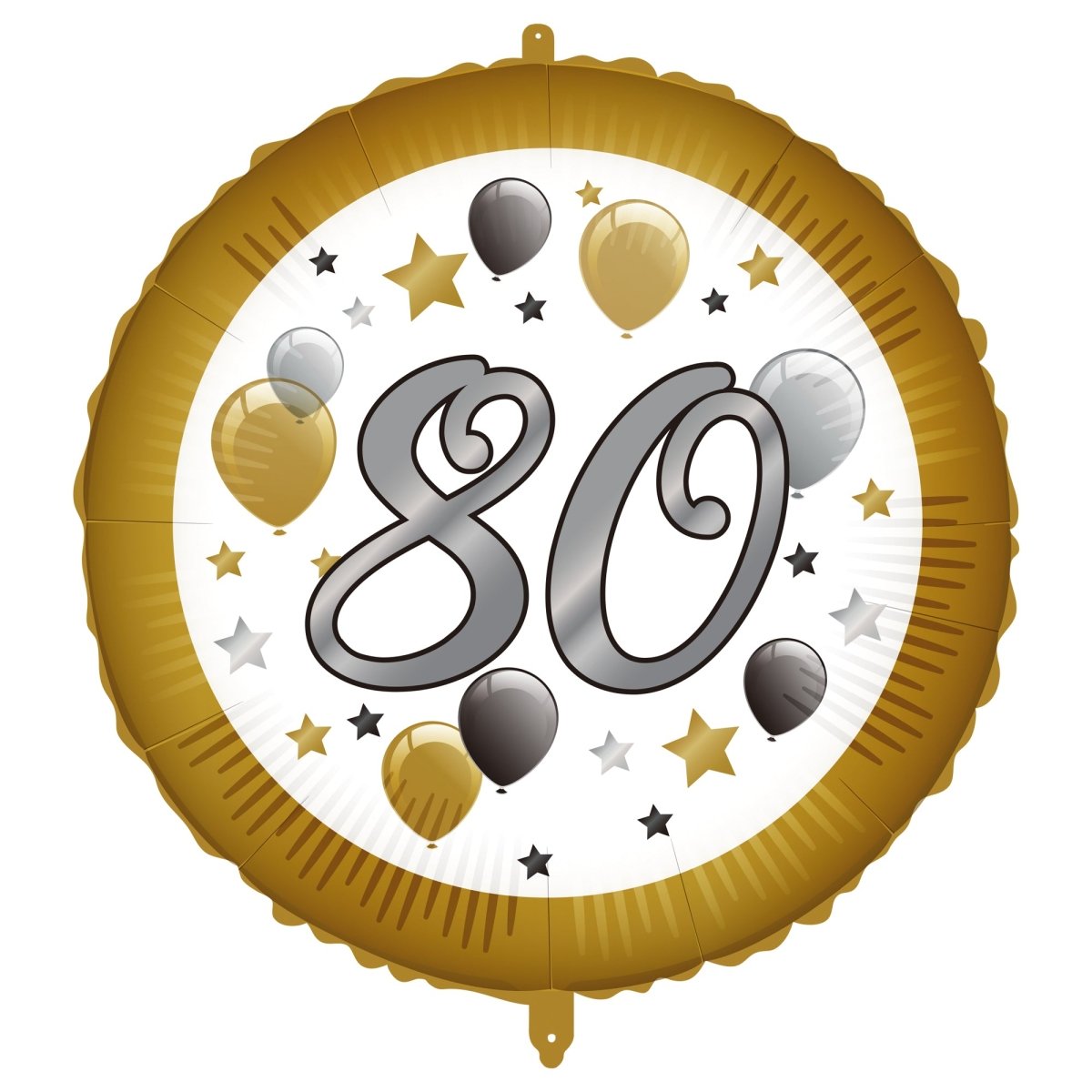 80 Jaar Helium Ballon Wit Goud Leeg 46cm