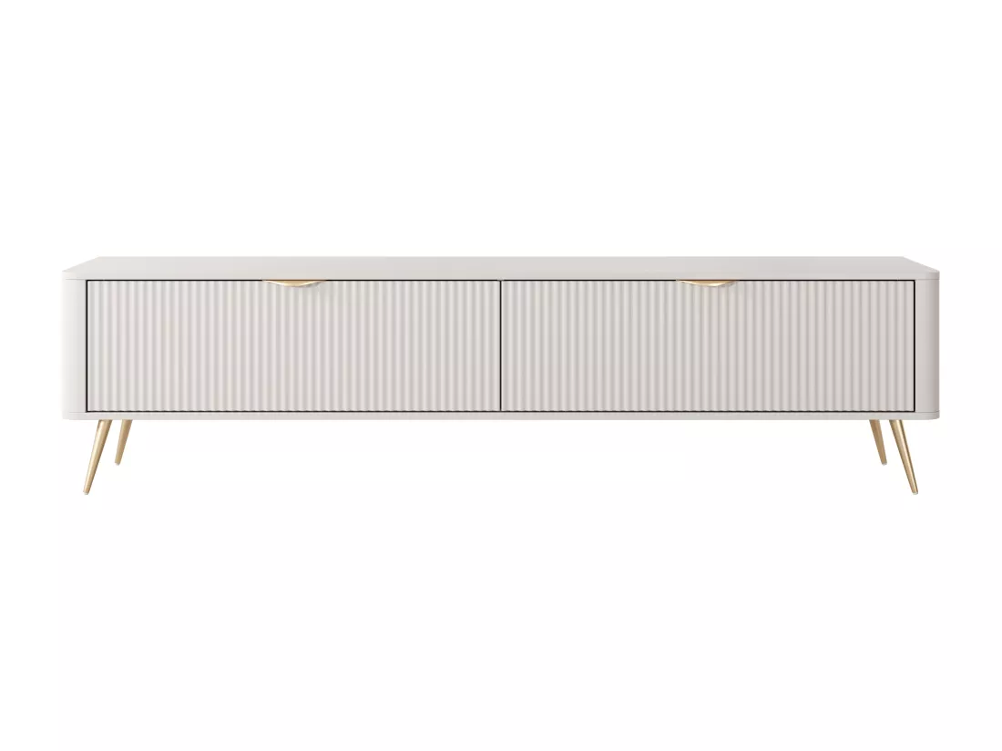 Meuble TV avec 2 portes en MDF - Beige et doré - ELONARIA de Pascal Morabito